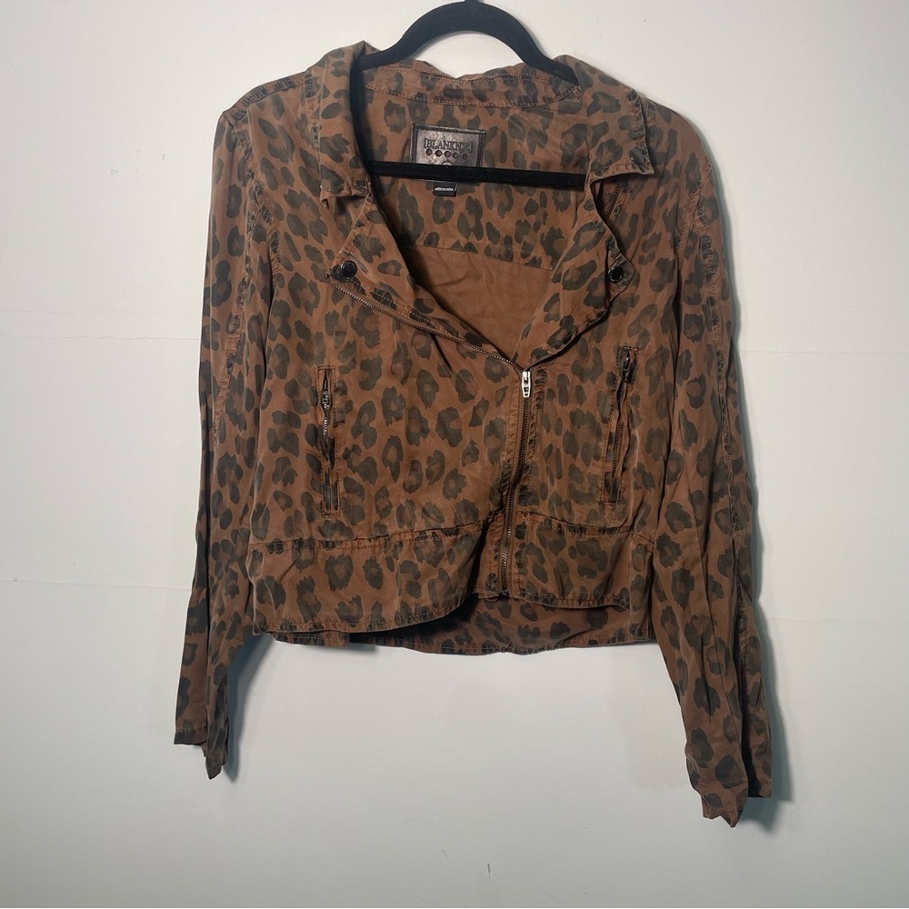 BLANKNYC Leopard Print Moto Jacket Small